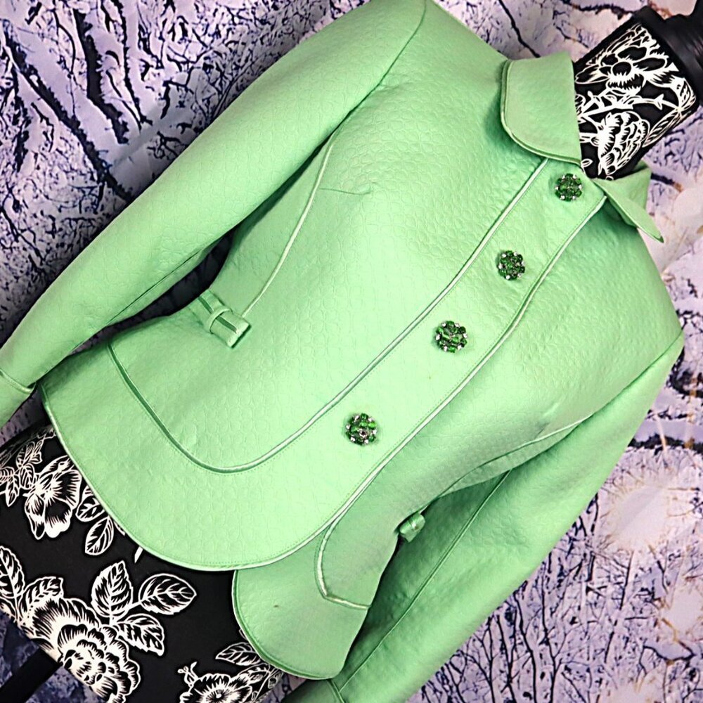 PASTEL GREEN BLAZER 4P Nipon Boutique Vintage St Patricks Shamrocks Office Work